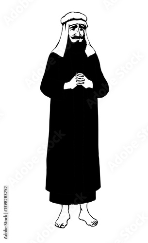 Jewish man in old clothes. Vector drawing