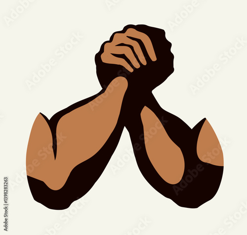 Hand wrestling contest. Vector drawing