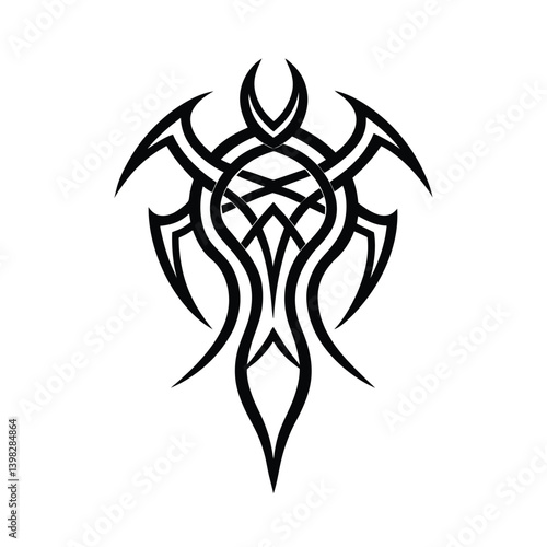 outline of intricate tribal tattoo design on white