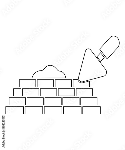 Brick work icon with thin outline 