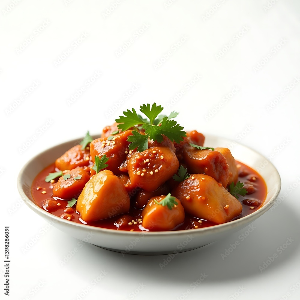 Red tomato soup with vegetables and sauce in a bowl is a healthy and hot dish Red tomato soup with vegetables and sauce in a bowl is a healthy and hot dish