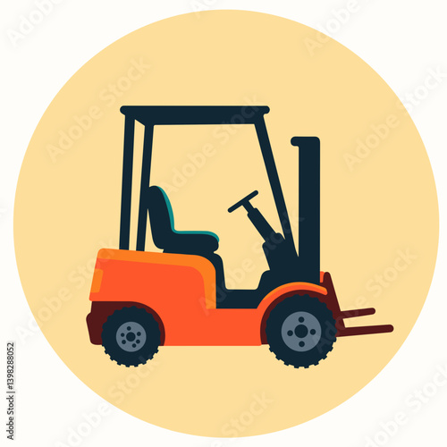 Forklift vehicle illustration on a circular background  