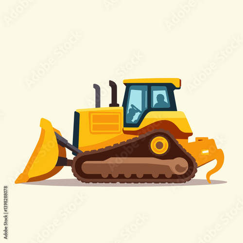 Yellow bulldozer illustration on a plain background  