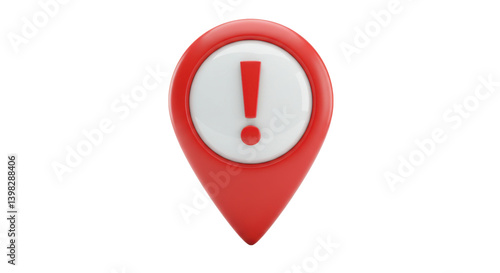 Isolated Red Exclamation Point Marker