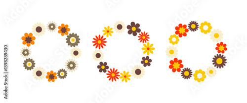 Wreaths with flowers for wedding invitation, greeting cards, invitations, flyers, etc.