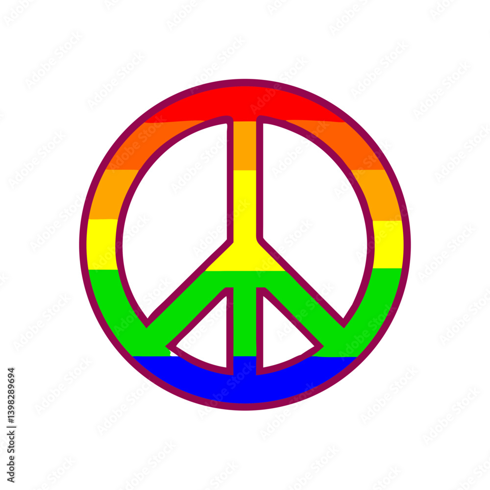 Rainbow Peace Sign Pride Icon – Minimalist Linear LGBTQ+ Unity Symbol for Pride Month on White Background Rainbow Peace Sign Pride Icon – Minimalist Linear LGBTQ+ Unity Symbol for Pride Month on White Background