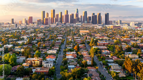 Los Angeles Cityscape At Sunset