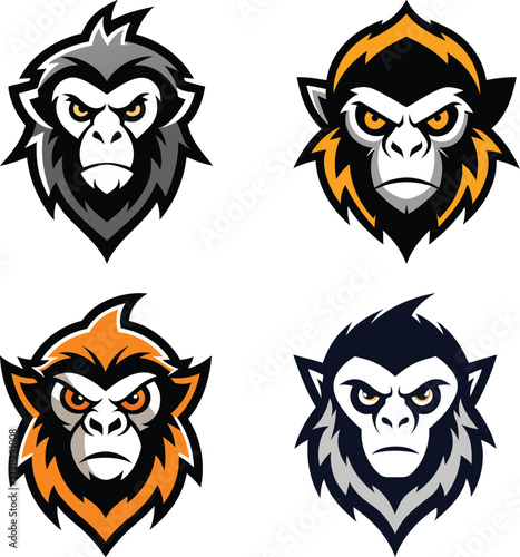 Gibbon head mascot logo design vector