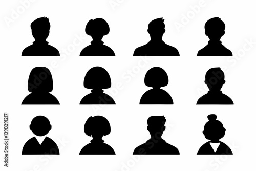 Obraz na płótnie Silhouette Icons of Professional Male and Female Avatars in Business Attire on a White Background w salonie