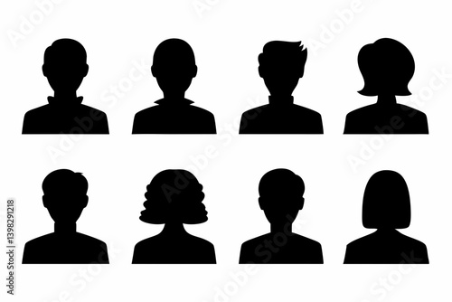 Silhouette Icons of Professional Male and Female Avatars in Business Attire on a White Background