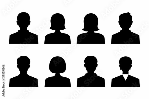 Obraz na płótnie Silhouette Icons of Professional Male and Female Avatars in Business Attire on a White Background w salonie