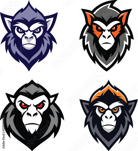 Gibbon head mascot logo design vector