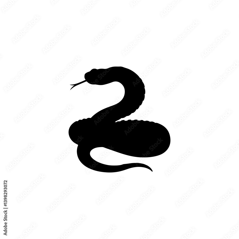 Fototapeta premium Rattlesnake silhouette icon vector flat design.