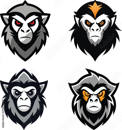 Gibbon head mascot logo design vector