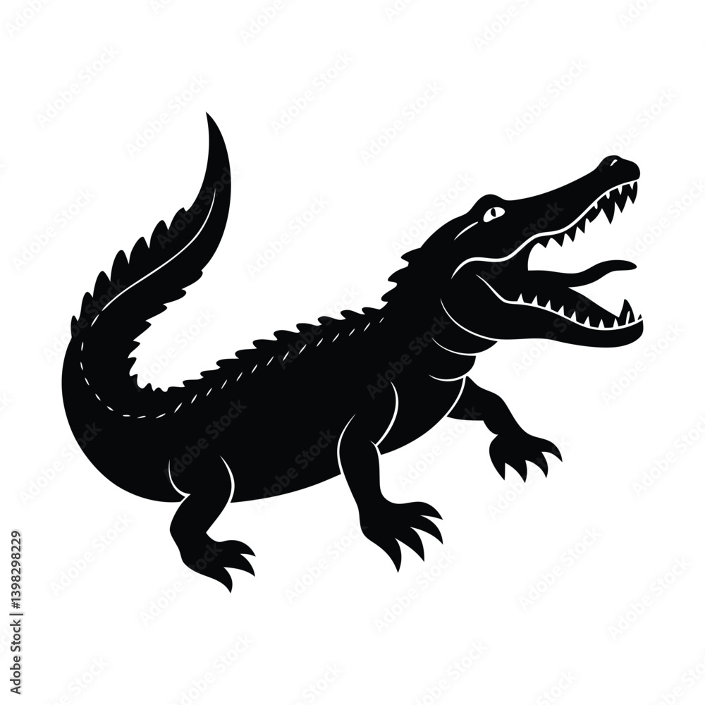 Fototapeta premium Alligator Silhouette with Open Mouth