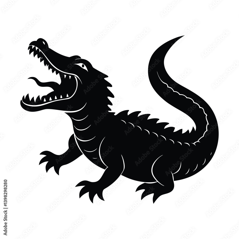 Fototapeta premium Alligator Silhouette with Open Mouth