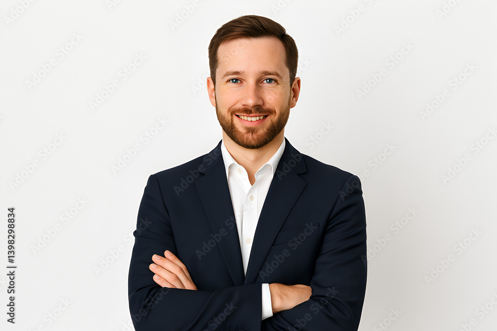 Confident Businessman in Blazer – Studio Portrait on White Background Confident Businessman in Blazer – Studio Portrait on White Background