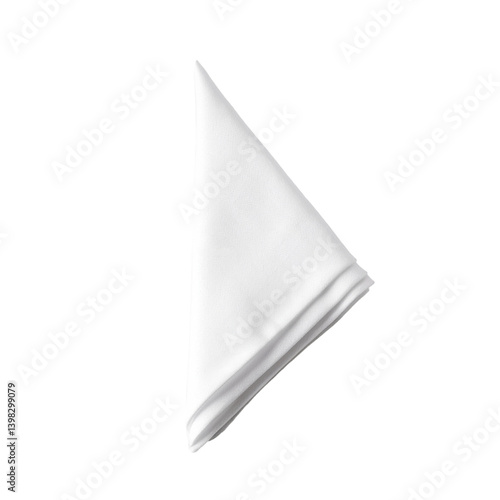 Elegant white restaurant napkin folded into a neat triangle ready for an exquisite meal