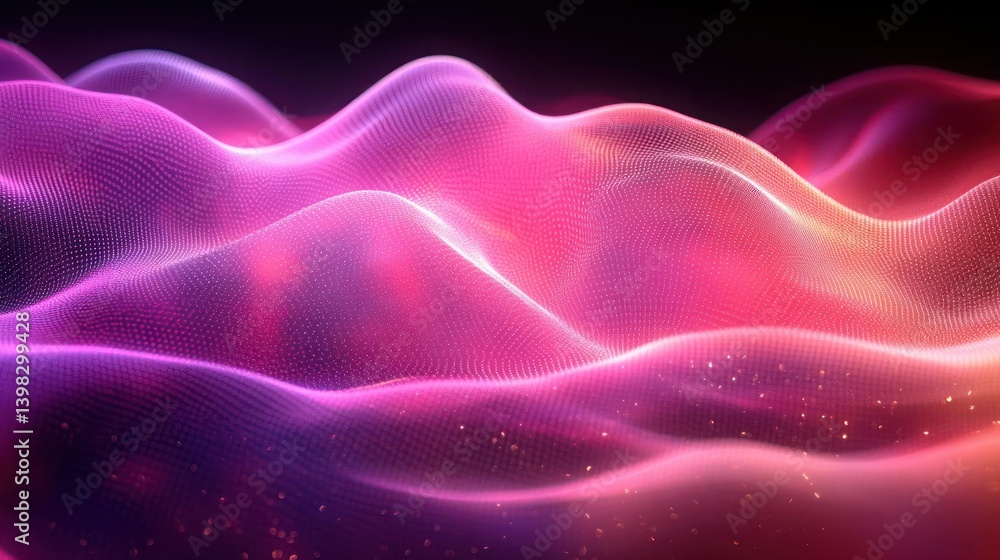 Obraz premium Abstract wavy digital landscape of glowing particles