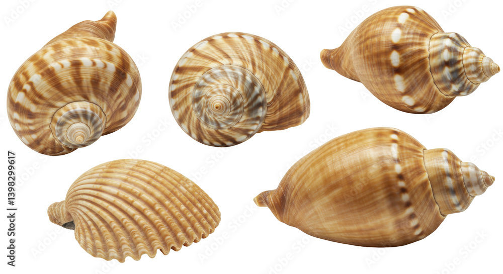 Isolated collection of sea shells Isolated collection of sea shells