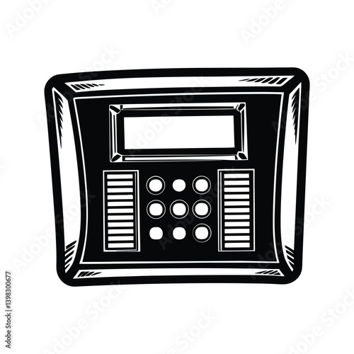 Burglar alarm icon silhouette vector with white background