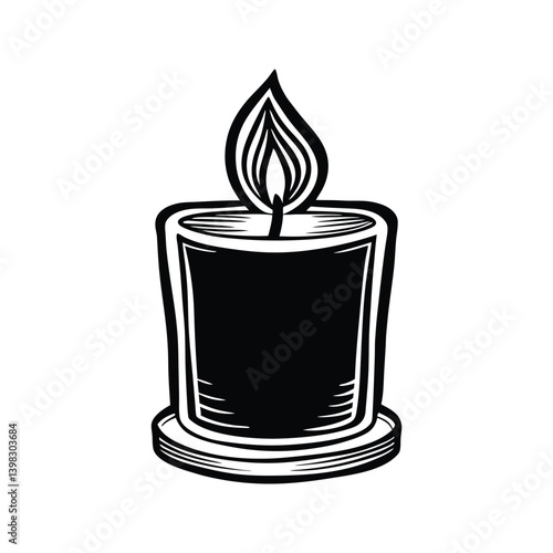 Candle with flame extinguished icon silhouette vector with white background