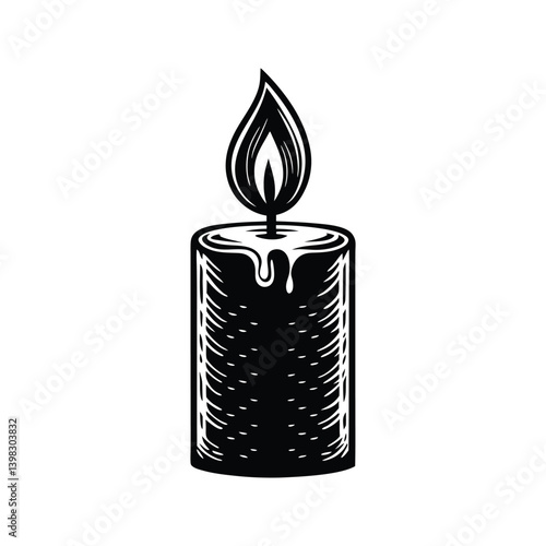 Candle with flame extinguished icon silhouette vector with white background