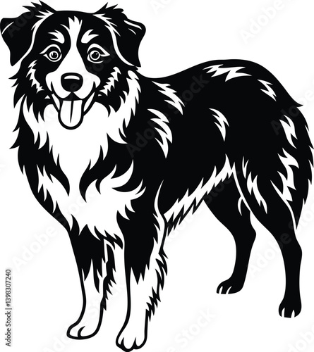 vector illustration of a dog silhouette vector on white background.