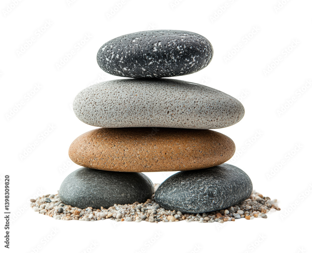 Balancing serenity stacked river stones on a sandy base nature tranquil environment. Isolated on transparent background, png. Balancing serenity stacked river stones on a sandy base nature tranquil environment. Isolated on transparent background, png.