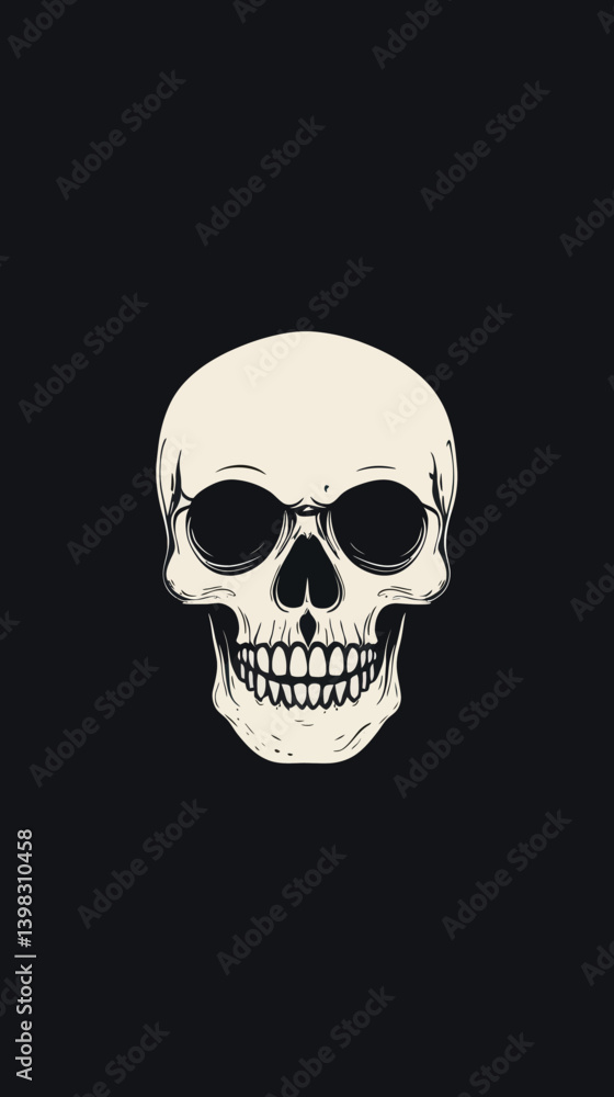 Fototapeta premium Minimalist Skull Logo Vector Illustration in Flat SVG Style for Design Projects