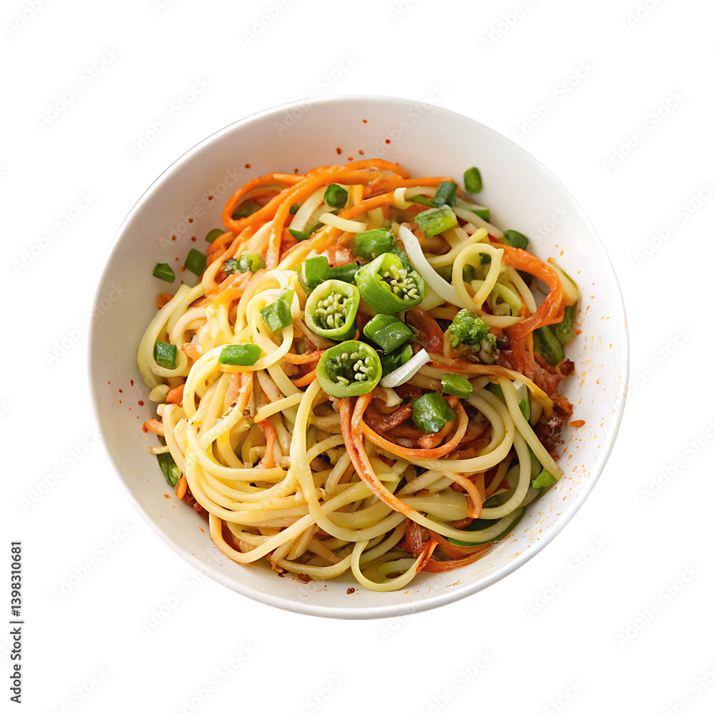 Deliciously Vibrant Zoodles with Carrots and Green Chillies