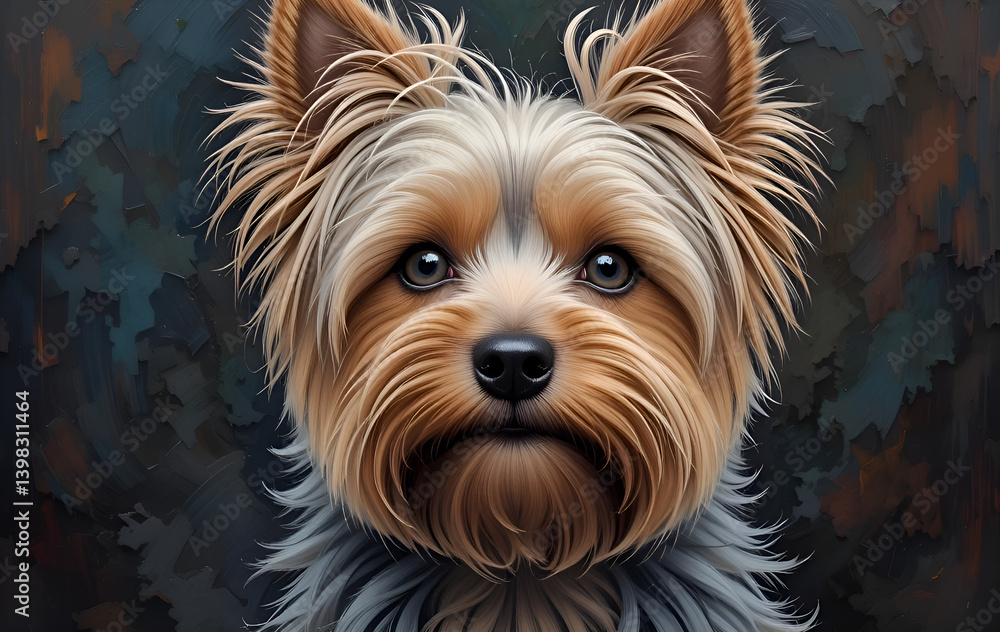 Fototapeta premium Cute Yorkshire Terrier Dog with Fluffy Fur