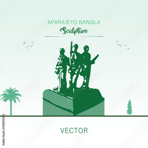 Vector Illustration of Aparajeyo Bangla Sculpture – Iconic Monument of Bangladesh
, Bangladesh Landmark