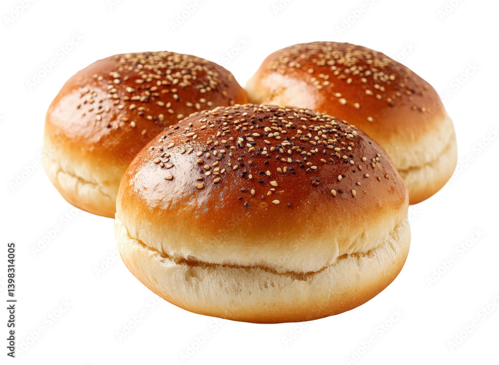 Baking fresh sesame seed buns in a kitchen food preparation culinary environment view. Isolated on transparent background, png. Baking fresh sesame seed buns in a kitchen food preparation culinary environment view. Isolated on transparent background, png.