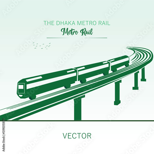 Vector Illustration of Dhaka Metro Rail – Modern Urban Transit System in Bangladesh, Bangladesh Landmark