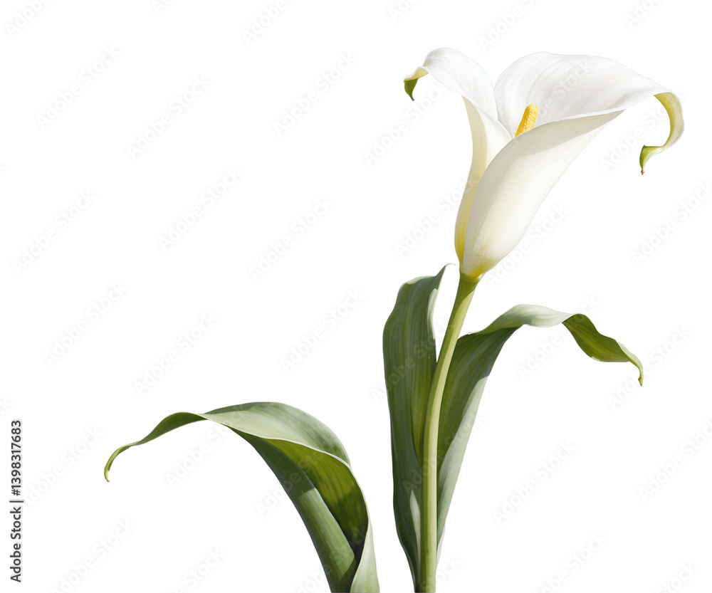 Obraz premium Elegant Calla Lily Illustration with Ornamental Ink Sketch Style, Depicting Botanical Beauty and Artistic Sophistication for Decorative and Creative Purposes