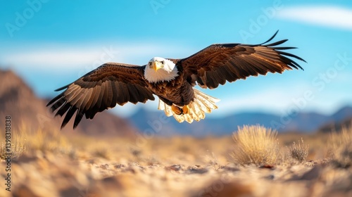 An engaging image of an eagle soaring gracefully above a beautiful canyon, highlighting the remarkable connection between wildlife and the majestic landscapes they inhabit.