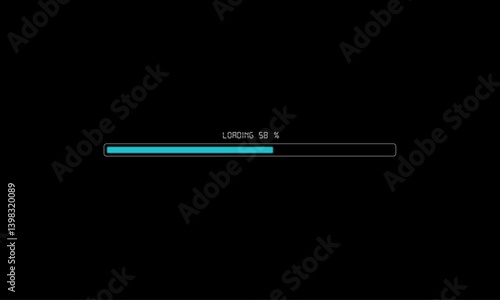 Beautiful Circle progress loading bar animation 0-100 percent on black background