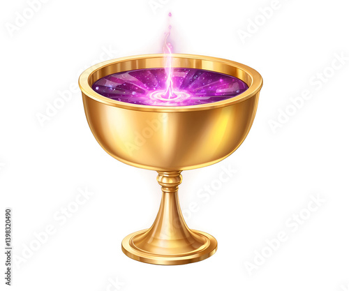 Obraz na płótnie Elegant golden chalice filled with a swirling galaxy-like liquid, radiating a captivating aura, evoking a sense of mystery and enchantment, perfect for fantasy themes w salonie