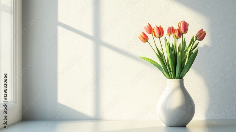 custom made wallpaper toronto digitalSunlit Tulips in a White Vase: A Minimalist Spring Still Life