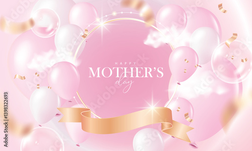 Mother's day banner with balloons. 