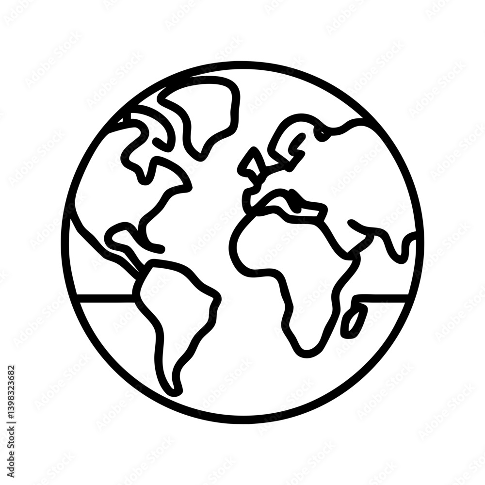 Globe earth world map outline vector icon illustration for geography and travel design needs Globe earth world map outline vector icon illustration for geography and travel design needs