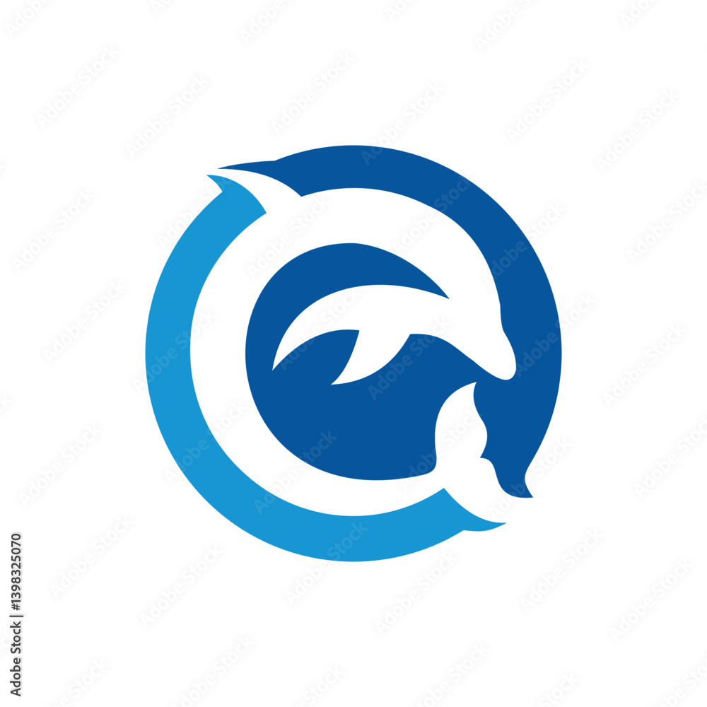 Logo design circle forming a dolphin Logo design circle forming a dolphin