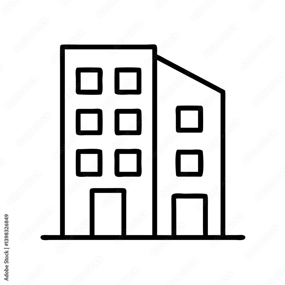 Building outline vector, office building icon, real estate illustration, architecture design, structure 90 Building outline vector, office building icon, real estate illustration, architecture design, structure 90