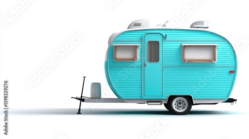 Wallpaper Mural This charming image features a classic blue teardrop trailer, evoking nostalgia and the joy of travel, perfect for those seeking adventure and a taste of the great outdoors. Torontodigital.ca