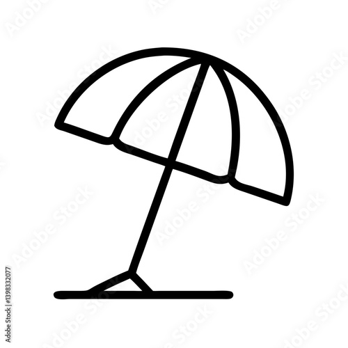 Beach umbrella icon summer vacation holiday sun protection parasol outline vector graphic design