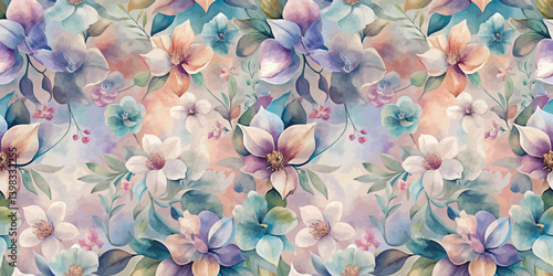 Colorful floral pattern with soft pastels and delicate blooms.
