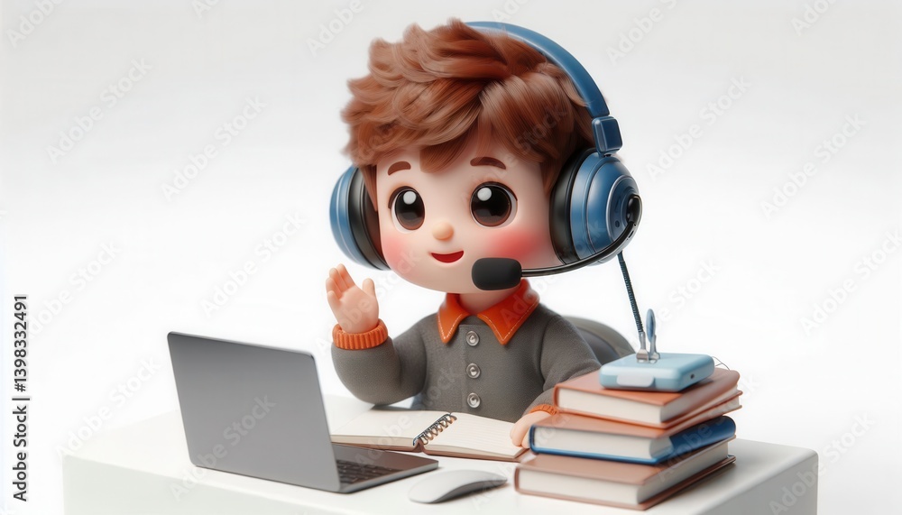 Cozy digital learning a child's perspective in a home office environment Cozy digital learning a child's perspective in a home office environment