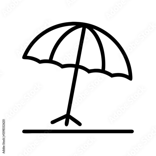 Beach umbrella vector icon summer vacation parasol sunshade line art drawing design illustration graphic