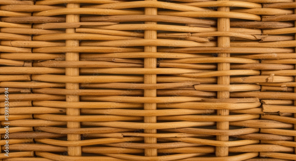 Woven Rattan Basket Texture Background with Interlaced Natural Fibers Woven Rattan Basket Texture Background with Interlaced Natural Fibers